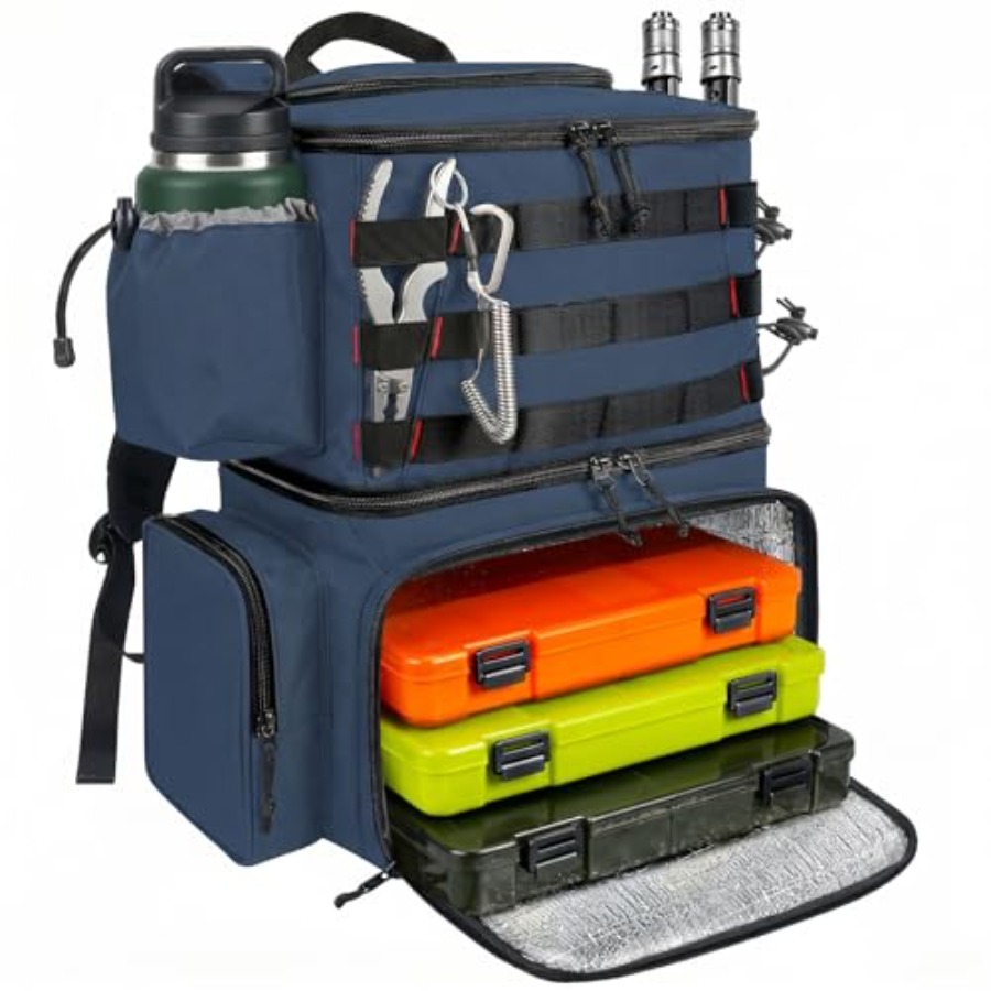 Fishing Rod Holder - Fishing Backpack, Water Resistant Tackle Storage
