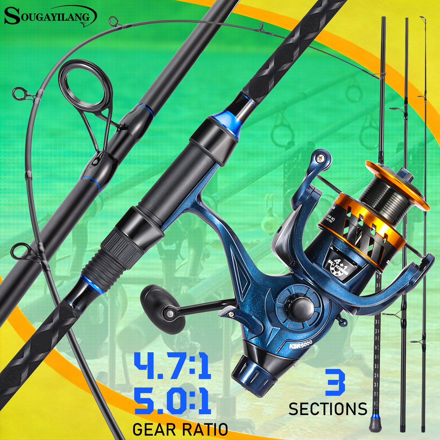 Sougayilang 3 Sections Surf Fi – обзор и цена Fishing Rod Surf