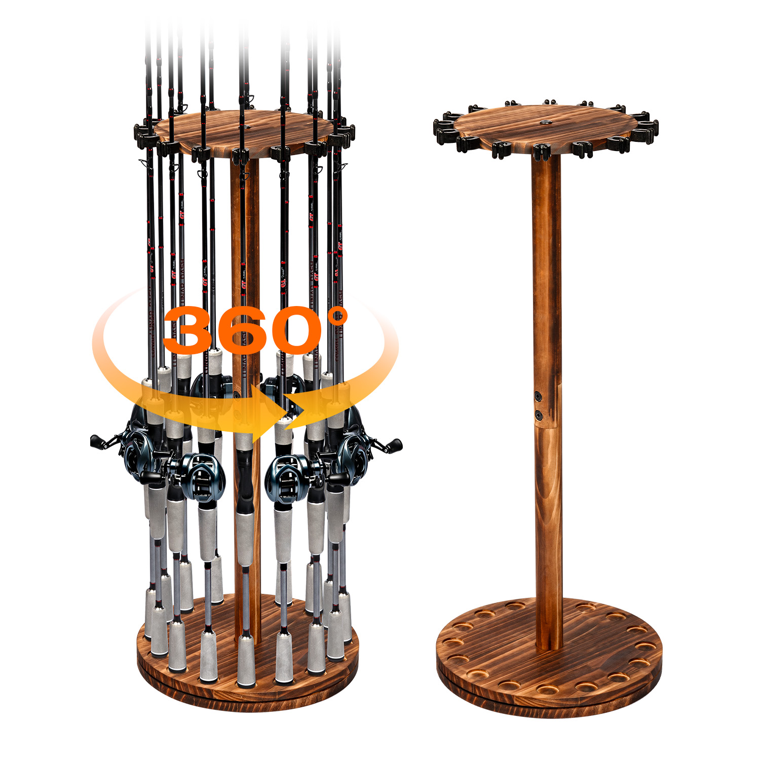 Round Carbonized Wood Fishing  – обзор и цена Fishing Rod Rack