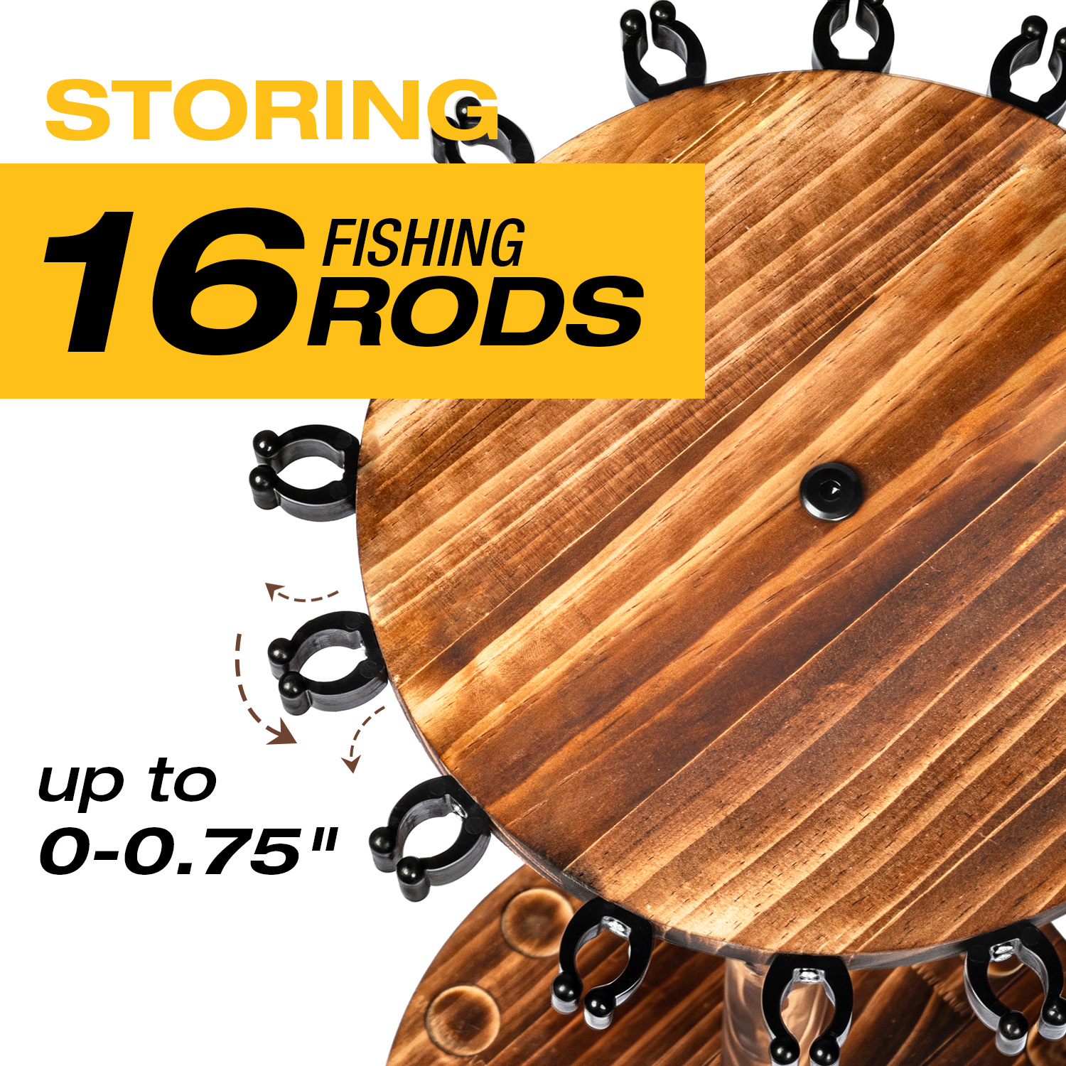 Round Carbonized Wood Fishing  – обзор и цена Fishing Rod Rack